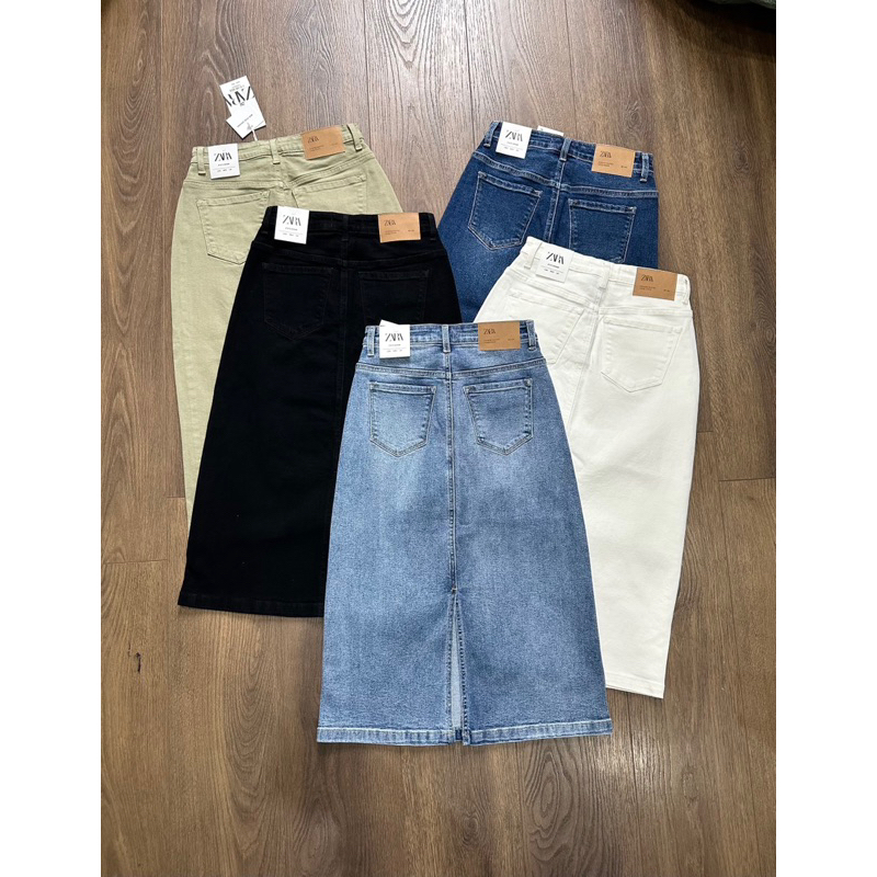 Chân váy jeans dài