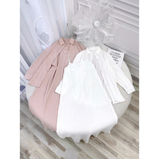 SET ĐẦM DÂY KÈM SƠ MI 2MÀU