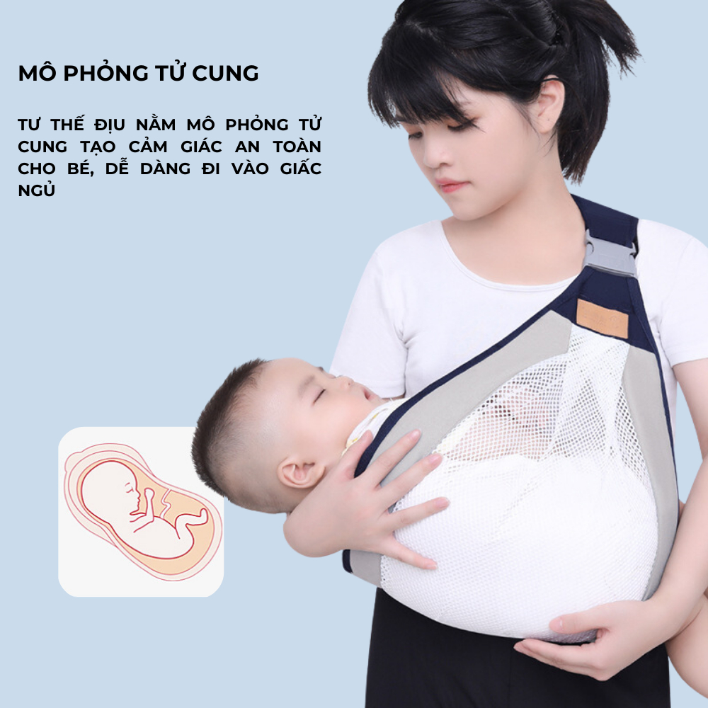 Địu vải cho bé dạng lưới thông thoáng, cho bé 0 - 4 tuổi