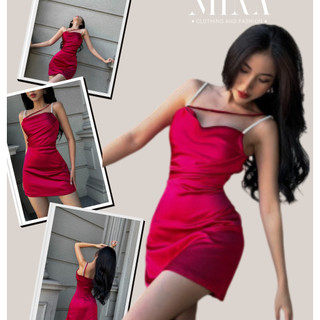 Đầm Body nhúm 2 dây kim tuyến Cổ Đỗ dây chéo Sang chảnh 3367