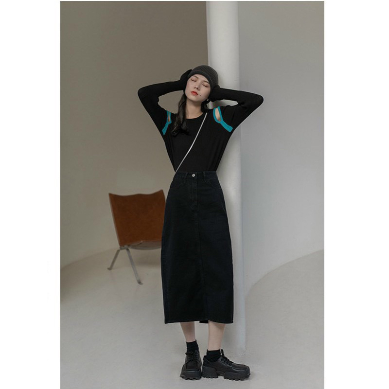 Chân váy jeans dài