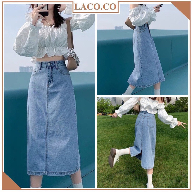 Chân váy jeans dài