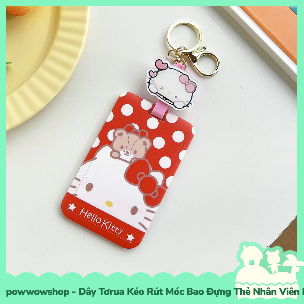 [Sẵn VN - Hỏa Tốc] Dây Tơrua Kéo Rút Móc Bao Đựng Thẻ Nhân Viên Nhựa ABS Phong Cách Nhân Vật Hoạt Hình Sanrio Cute Face