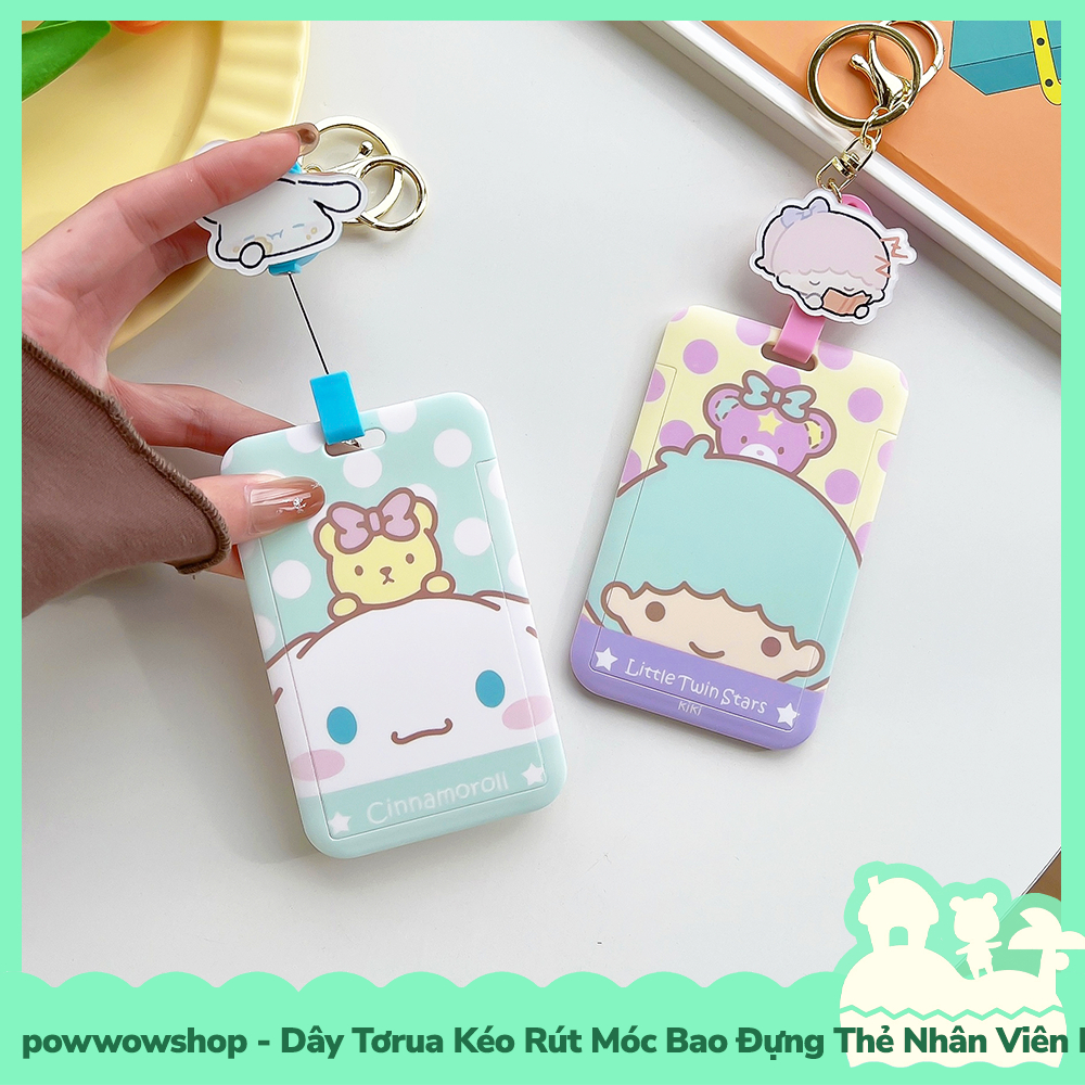 [Sẵn VN - Hỏa Tốc] Dây Tơrua Kéo Rút Móc Bao Đựng Thẻ Nhân Viên Nhựa ABS Phong Cách Nhân Vật Hoạt Hình Sanrio Cute Face