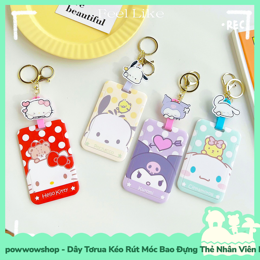 [Sẵn VN - Hỏa Tốc] Dây Tơrua Kéo Rút Móc Bao Đựng Thẻ Nhân Viên Nhựa ABS Phong Cách Nhân Vật Hoạt Hình Sanrio Cute Face