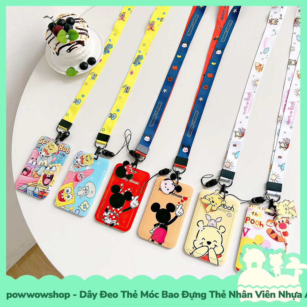 [Sẵn VN - Hỏa Tốc] Dây Đeo Thẻ Móc Bao Đựng Thẻ Nhân Viên Nhựa ABS Phong Cách Nhân Vật Hoạt Hình Micke, Sponge &amp; Pooh