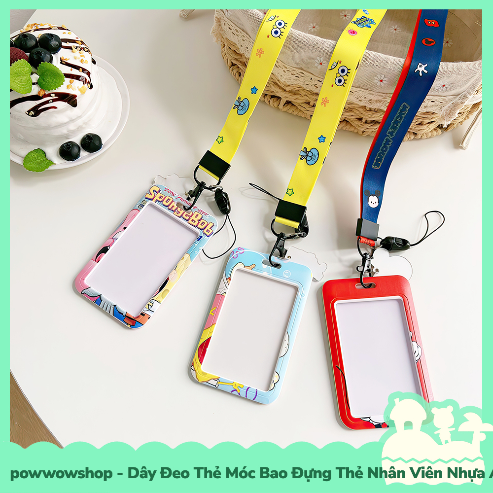 [Sẵn VN - Hỏa Tốc] Dây Đeo Thẻ Móc Bao Đựng Thẻ Nhân Viên Nhựa ABS Phong Cách Nhân Vật Hoạt Hình Micke, Sponge &amp; Pooh