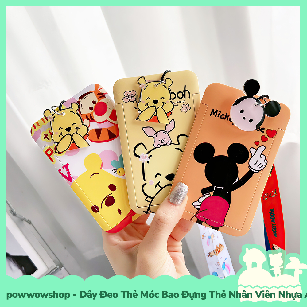[Sẵn VN - Hỏa Tốc] Dây Đeo Thẻ Móc Bao Đựng Thẻ Nhân Viên Nhựa ABS Phong Cách Nhân Vật Hoạt Hình Micke, Sponge &amp; Pooh