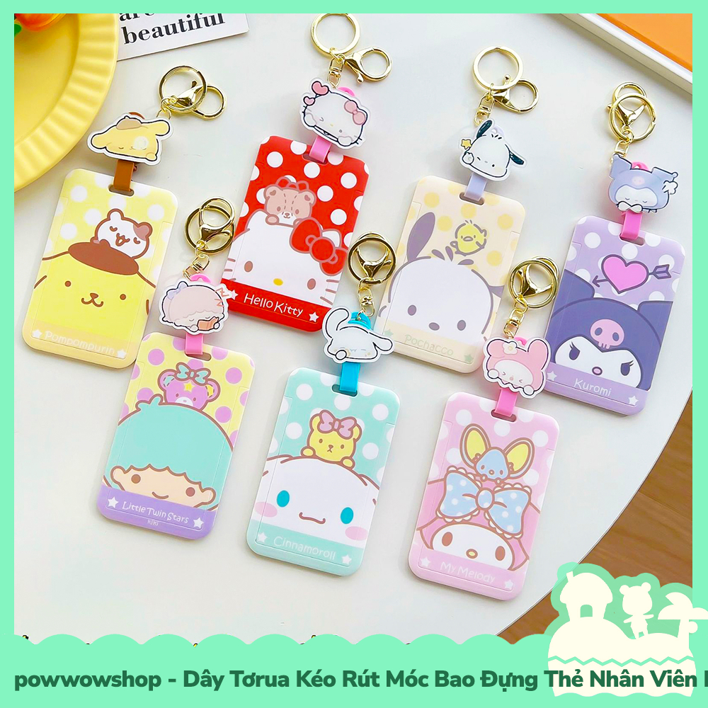 [Sẵn VN - Hỏa Tốc] Dây Tơrua Kéo Rút Móc Bao Đựng Thẻ Nhân Viên Nhựa ABS Phong Cách Nhân Vật Hoạt Hình Sanrio Cute Face