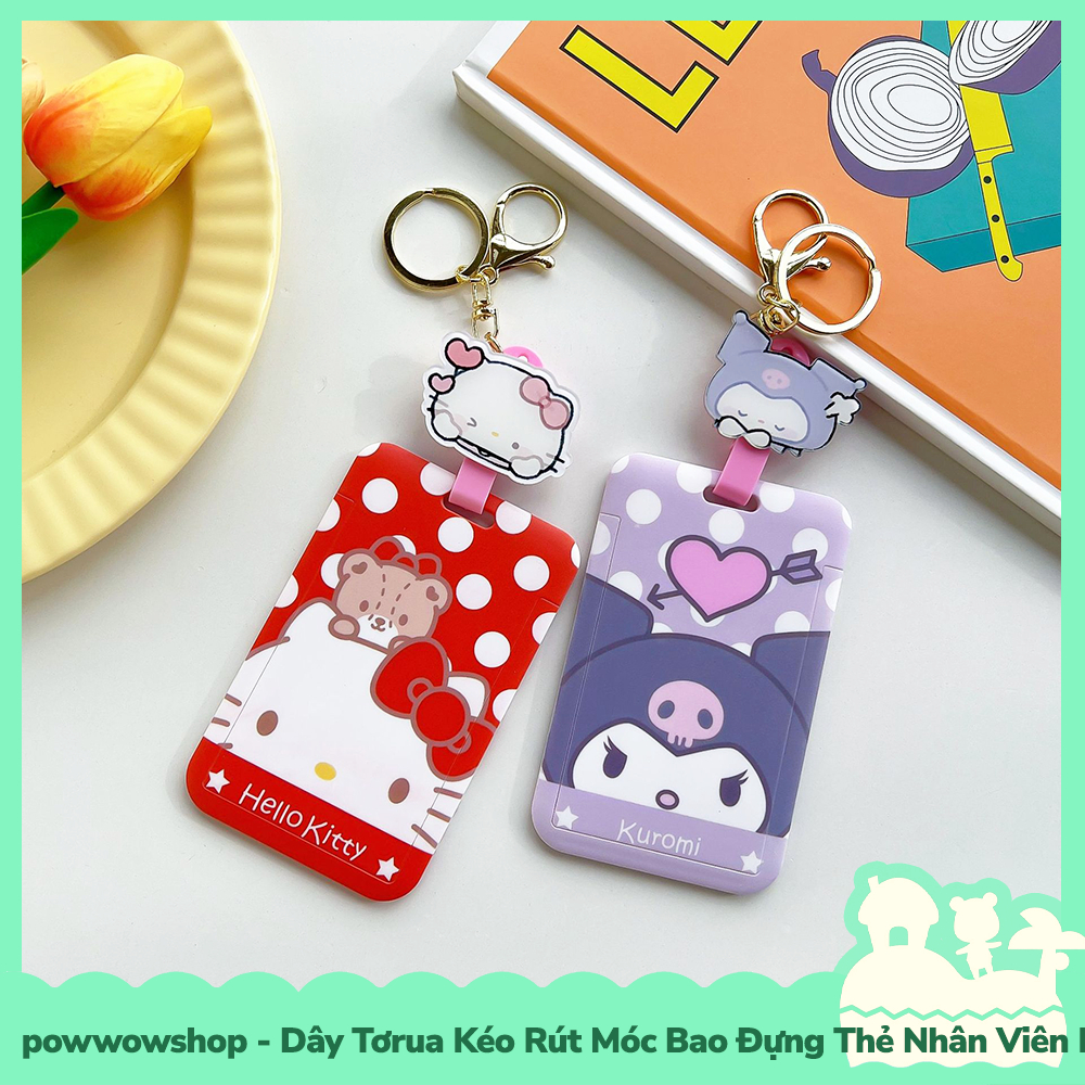 [Sẵn VN - Hỏa Tốc] Dây Tơrua Kéo Rút Móc Bao Đựng Thẻ Nhân Viên Nhựa ABS Phong Cách Nhân Vật Hoạt Hình Sanrio Cute Face