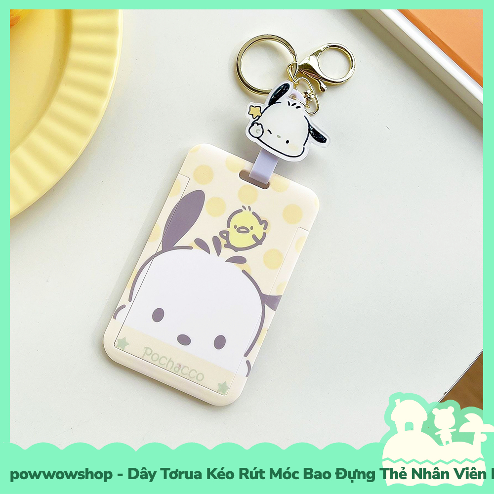 [Sẵn VN - Hỏa Tốc] Dây Tơrua Kéo Rút Móc Bao Đựng Thẻ Nhân Viên Nhựa ABS Phong Cách Nhân Vật Hoạt Hình Sanrio Cute Face