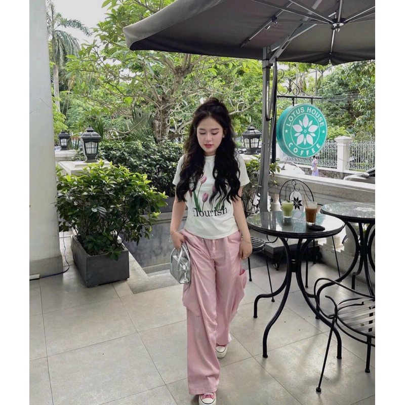 SÉT KAKI HOA QUẦN HỒNG
