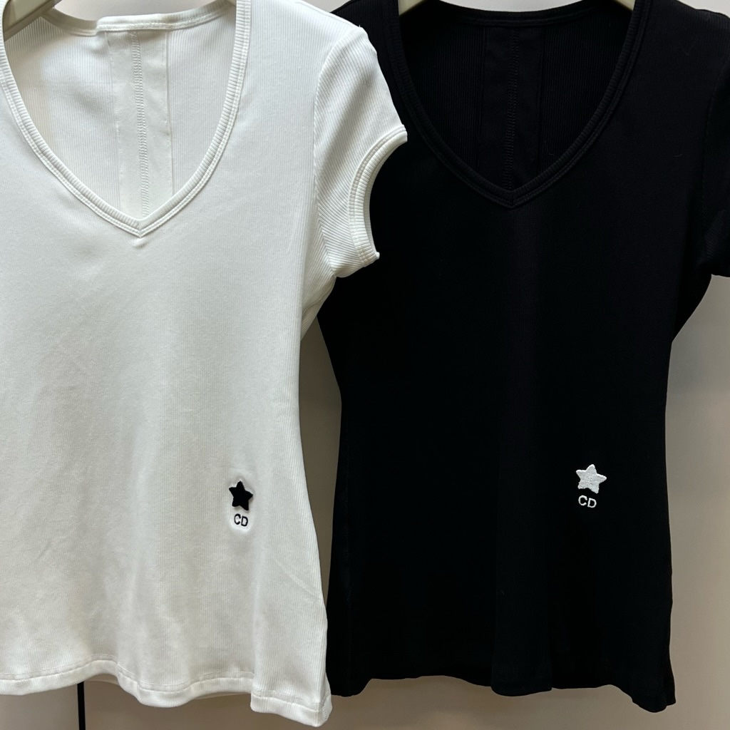 Áo thun len thời trang cao cấp Christian Dior CD phong cách trẻ trung, basic
