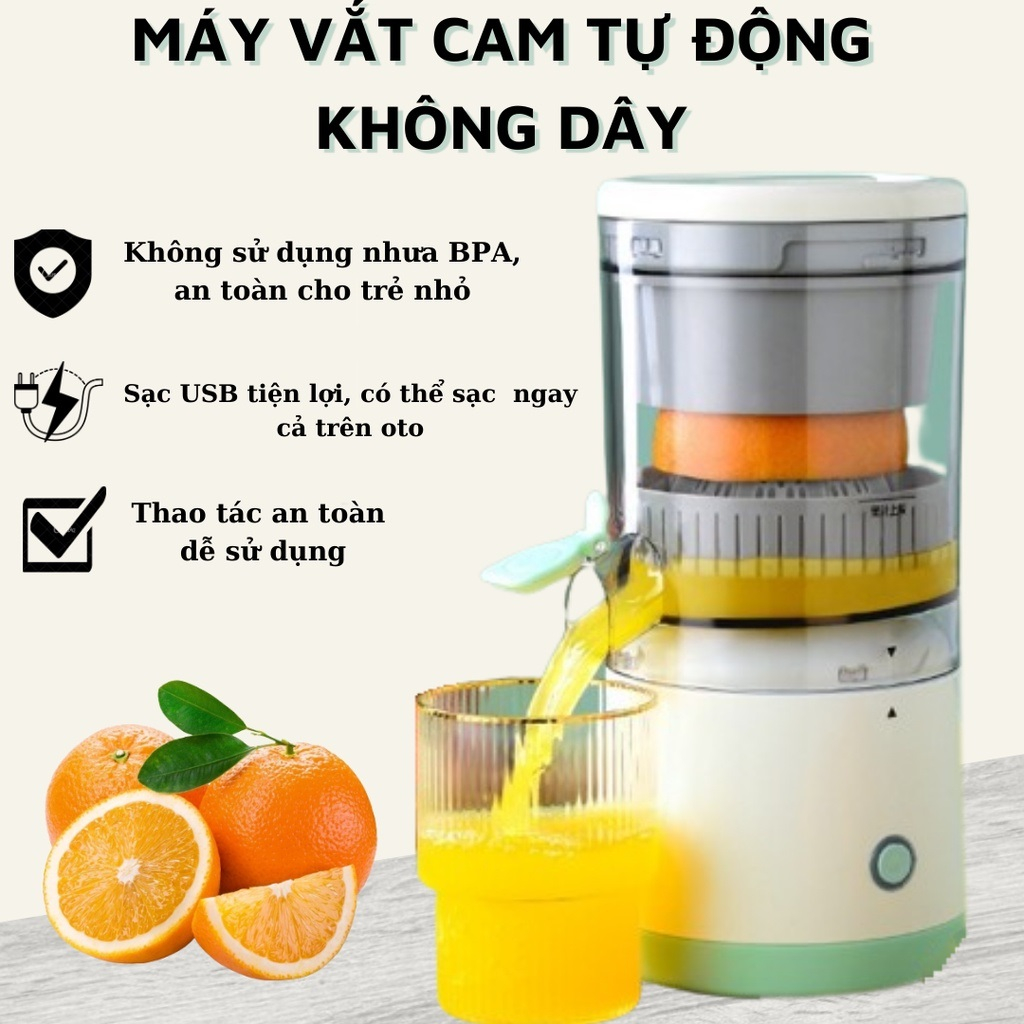 Máy Ép Cam Tự Động, Máy Vắt Cam Đa Năng - Máy Ép Hoa Quả Tự Động Sử Dụng Sạc USB