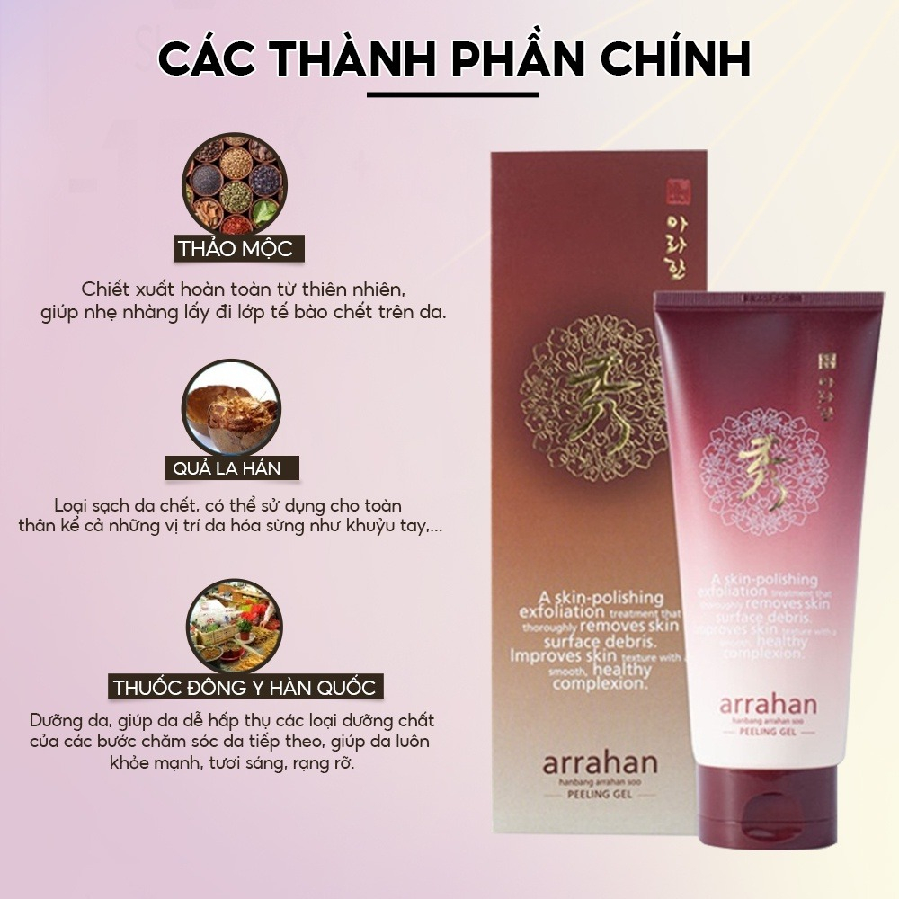 Tẩy da chết Arrahan tẩy da chết mặt dịu nhẹ lành tính 180ml