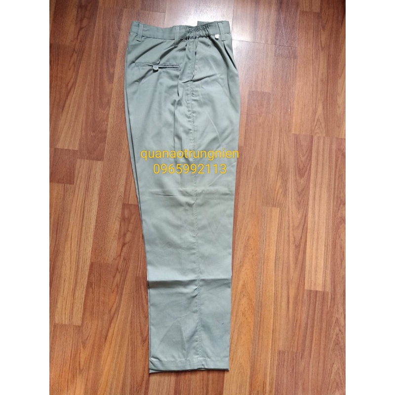 Quần lao động vải KaKi màu ghi/màu xanh công nhân