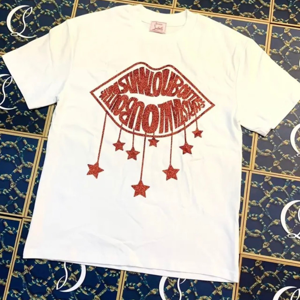 Áo Thun Nam Nữ Họa Tiết Logo Đôi Môi Kim Tuyến Cao Cấp - Áo Phông Siêu Cấp Chất Cotton Cổ Bo Dành Cho Các Boy Phố