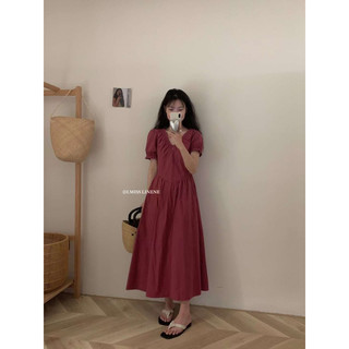 Váy thô cổ chun V ngực xoè 60106 IMISS