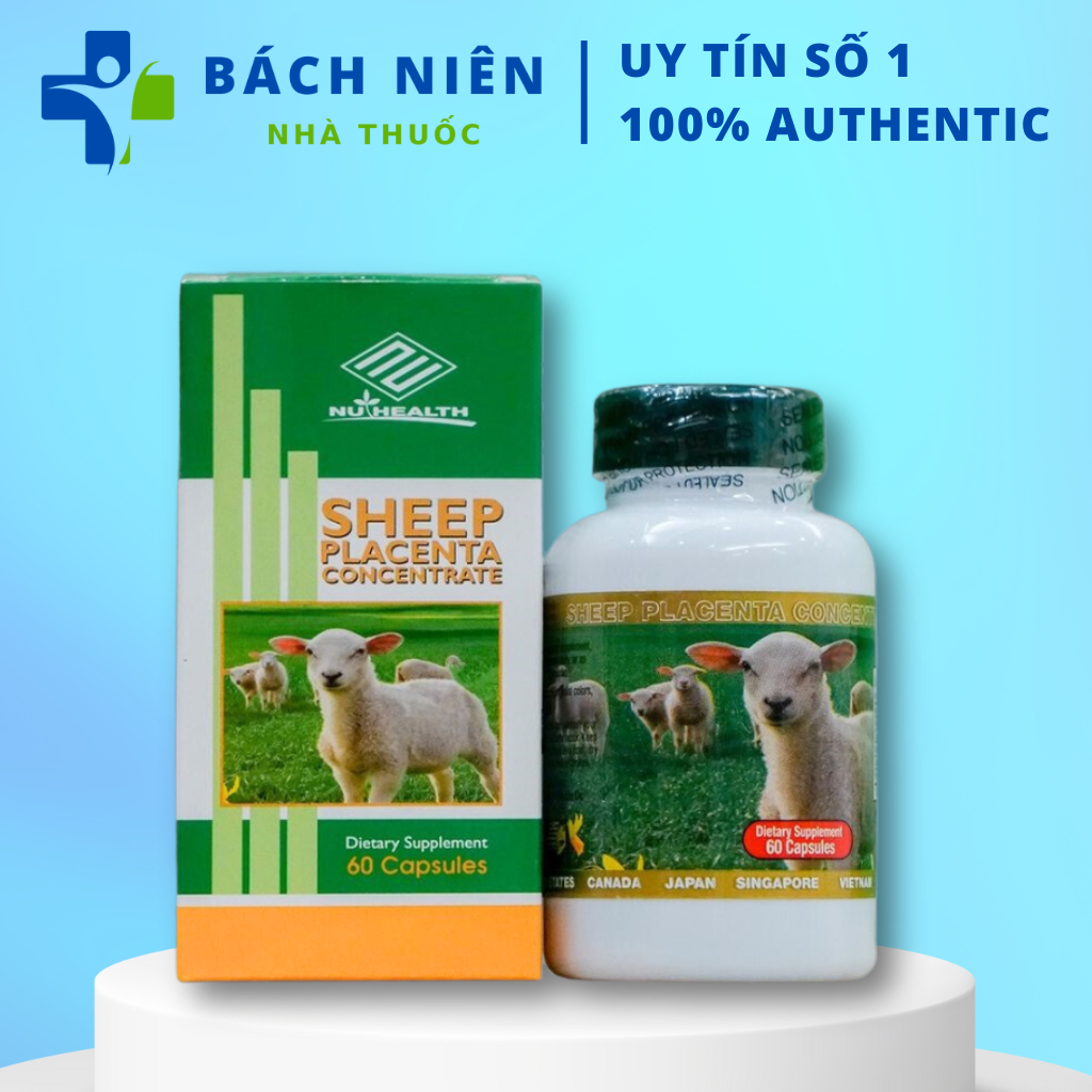 Viên uống Nhau Thai Cừu Sheep Placenta Nuhealth 60 viên - Viên trắng da, xóa nám Nhau Thai Cừu của Mỹ