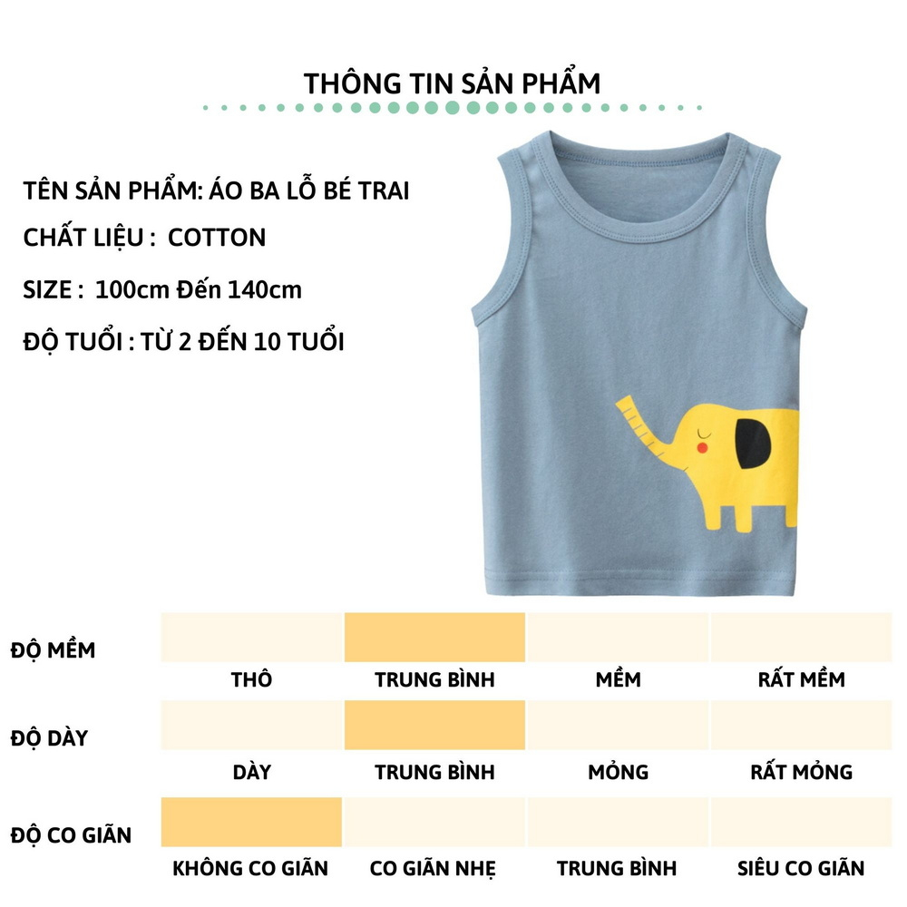 Áo thun ba lỗ bé trai 27Kids áo 3 lỗ sát nách nam vải Cotton cho trẻ từ 2-10 tuổi BSTT1