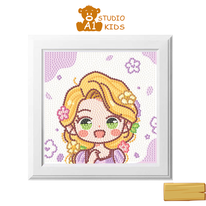 Tranh đính đá tự hoàn thành kích thước 18.5x18.5cm giúp bé tăng sự tập trung và khéo léo tỉ mỉ A1studiokids