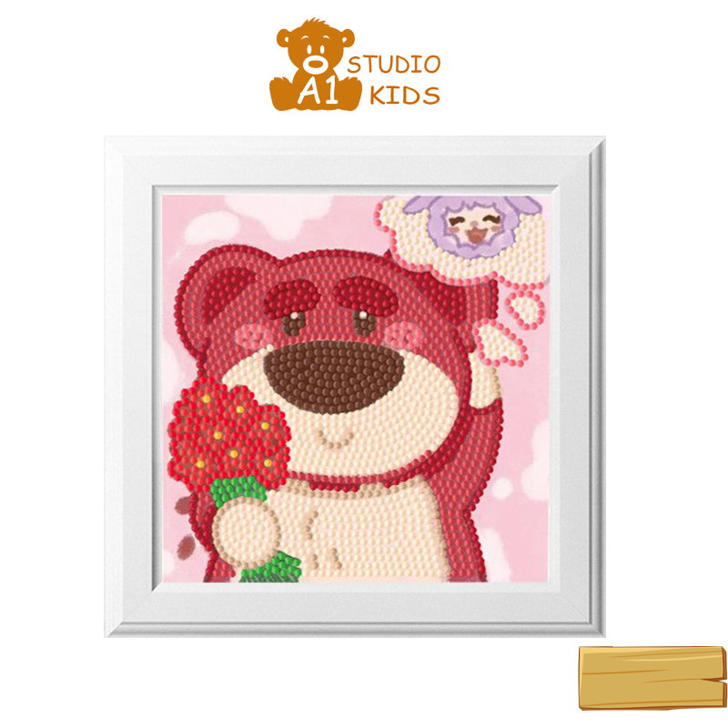 Tranh đính đá tự hoàn thành kích thước 18.5x18.5cm giúp bé tăng sự tập trung và khéo léo tỉ mỉ A1studiokids