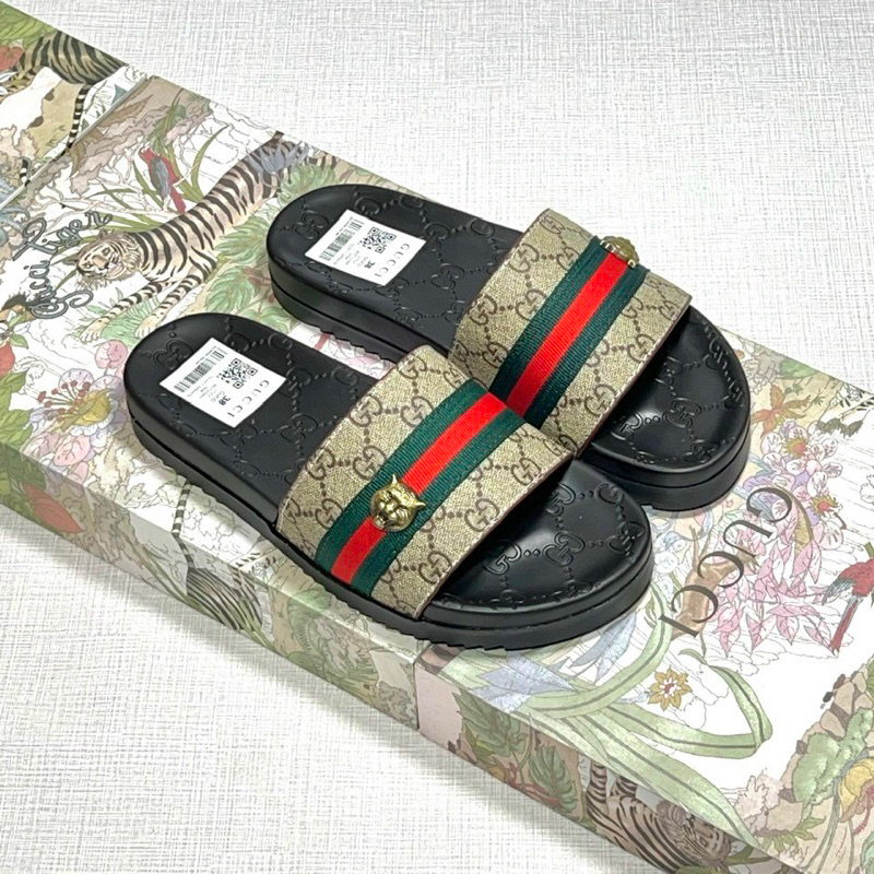 Dép da nam quai ngang Vàng đế hộp mới nhất kèm video