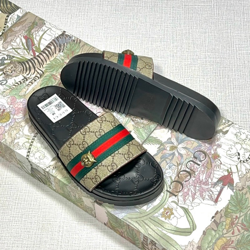 Dép da nam quai ngang Vàng đế hộp mới nhất kèm video