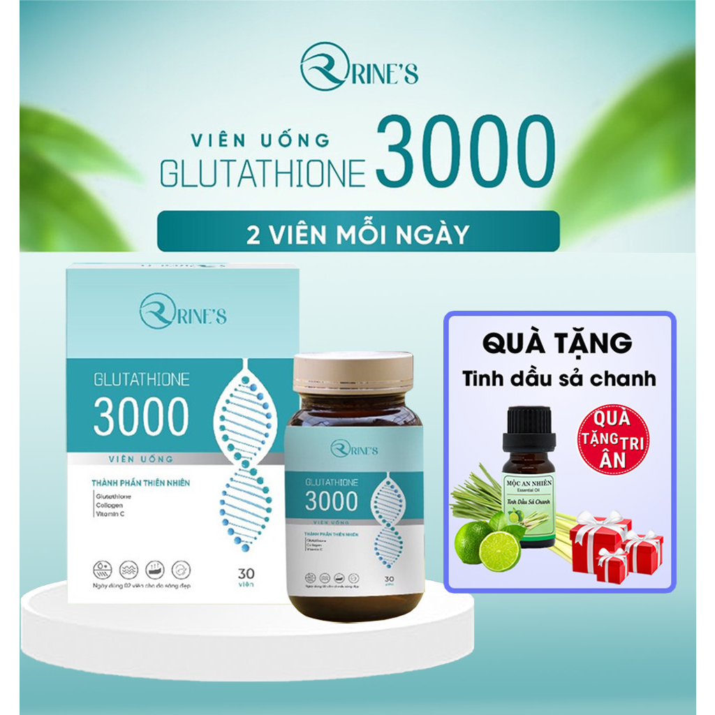 Viên Uống Trắng Da Mờ Nám Giảm Nếp Nhăn GLUTATHIONE 3000 RINE’S Chống Lão Hoá Hàng Chính Hãng