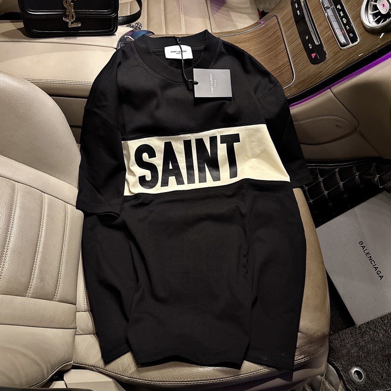 Áo Phông Unisex SAINT LAURENT Chất Vải Cotton Mềm Mát Thấm Hút Mồ Hôi