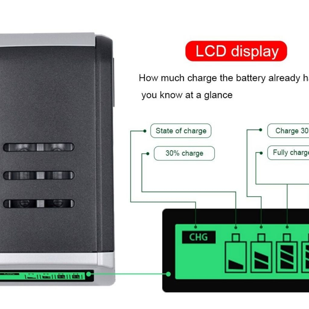 Bộ Sạc Pin Tiểu AA AAA đa năng đèn led báo sạc 4 khe sạc độc lập an toàn