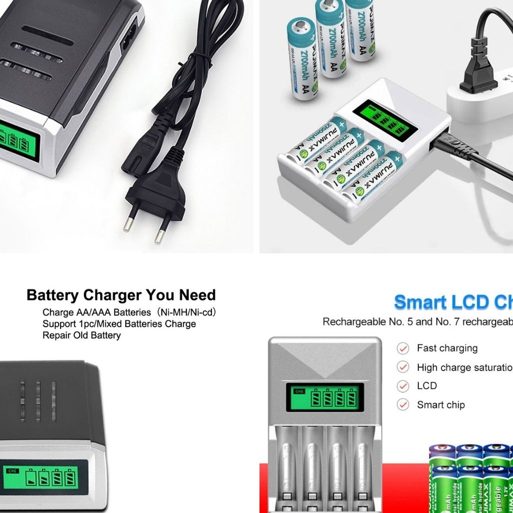 Bộ Sạc Pin Tiểu AA AAA đa năng đèn led báo sạc 4 khe sạc độc lập an toàn