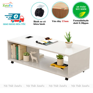 Bàn Trà Sofa Gỗ MDF Mẫu Đơn Giản Thiết Kế Bánh Xe Di Động BSF-08