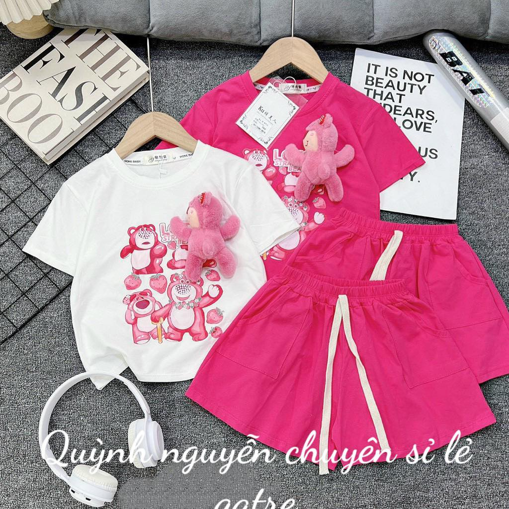 Sét gấu dâu Q3 cao cấp cho bé size đại 21-49kg