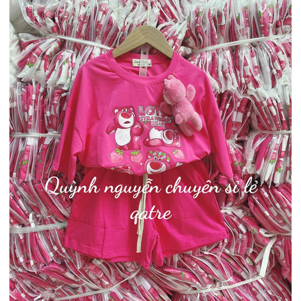 Sét gấu dâu Q3 cao cấp cho bé size đại 21-49kg