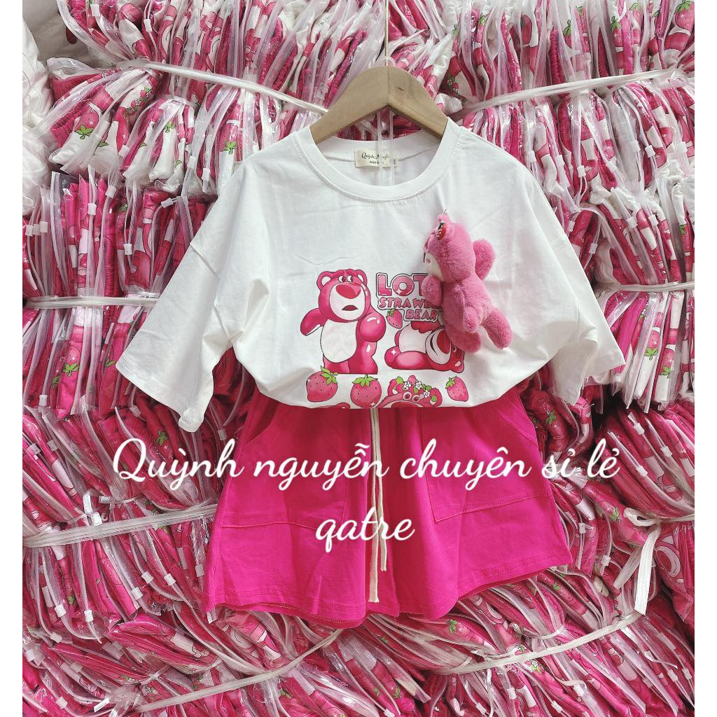 Sét gấu dâu Q3 cao cấp cho bé size đại 21-49kg