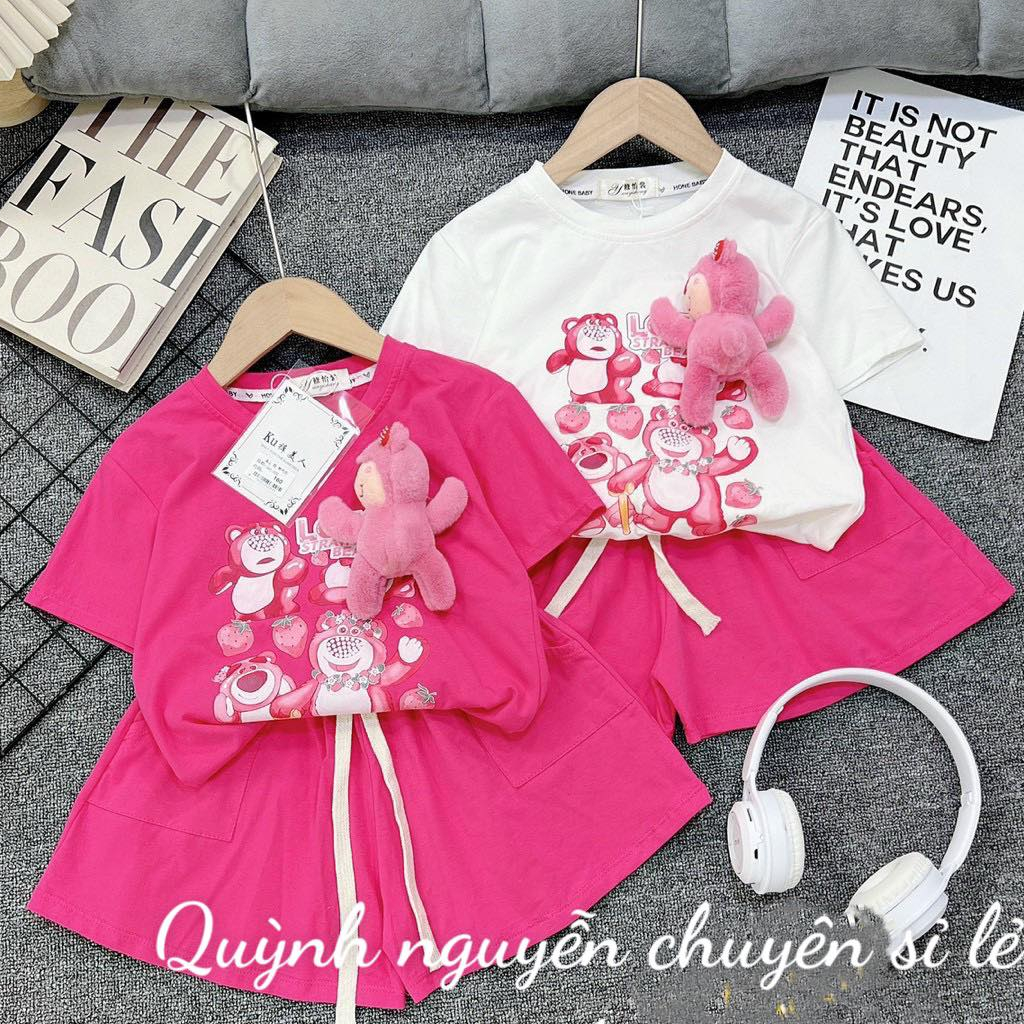 Sét gấu dâu Q3 cao cấp cho bé size đại 21-49kg