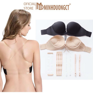 Áo ngực cúp ngang su hở lưng trong suốt dây rút cao cấp, mút bàn tay siêu dày [Minhduongct]