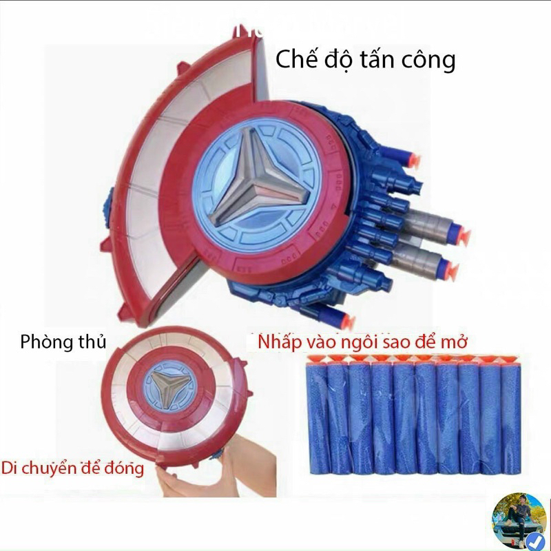 Đồ chơi nhập vai siêu anh hùng, khiên đội trưởng Mỹ Captain America cho bé thoả sức vui chơi, rèn luyện kĩ năng-phản xạ
