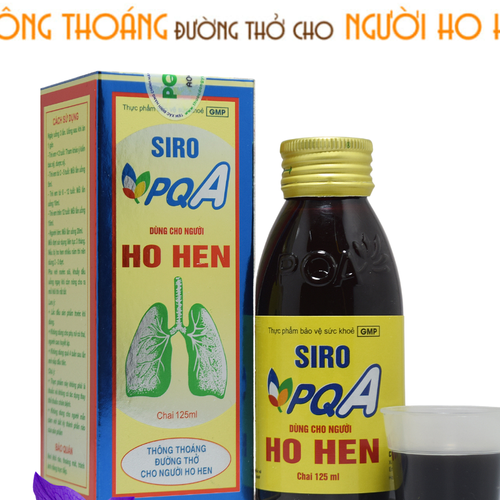 Siro Ho Hen PQA Hỗ Trợ Thông Thoáng Đường Thở Cho Người Hen Suyễn Hộp 125ml. Dược phẩm pqa