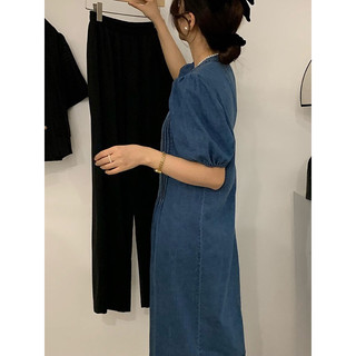 Váy Denim chiết ly Oversize dáng dài Hàn quốc
