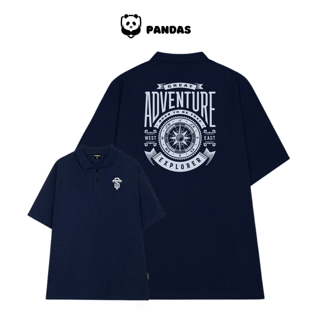 Áo polo tay lỡ form rộng oversize nam nữ cotton mềm mịn Pandas AP11