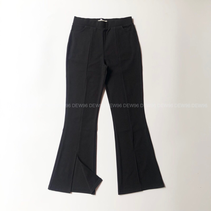 Quần loe nữ xẻ ống cạp cao có túi chất vải Umi hàn, quần loe 9 tấc lưng cao cạp chun xẻ gấu chất vải co giãn | BigBuy360 - bigbuy360.vn