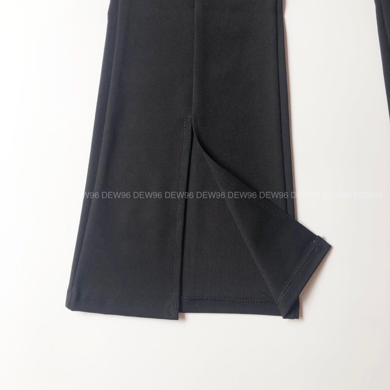 Quần loe nữ xẻ ống cạp cao có túi chất vải Umi hàn, quần loe 9 tấc lưng cao cạp chun xẻ gấu chất vải co giãn | BigBuy360 - bigbuy360.vn