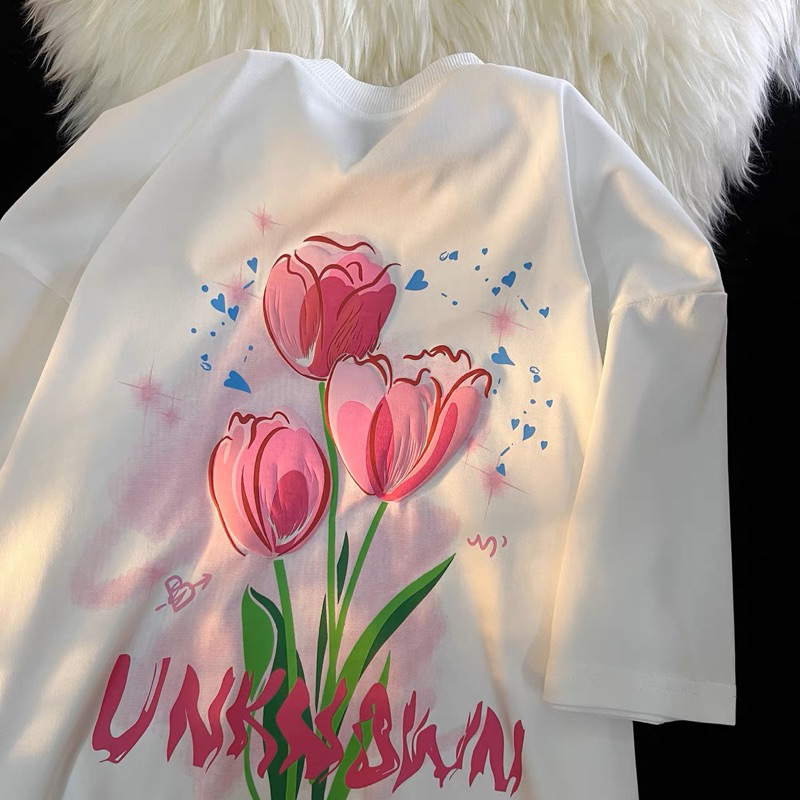 Áo phông cotton tay lỡ HOA 🌷"UNK" ulzang siêu xinh | BigBuy360 - bigbuy360.vn