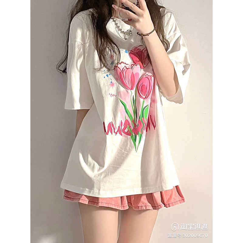 Áo phông cotton tay lỡ HOA 🌷"UNK" ulzang siêu xinh | BigBuy360 - bigbuy360.vn