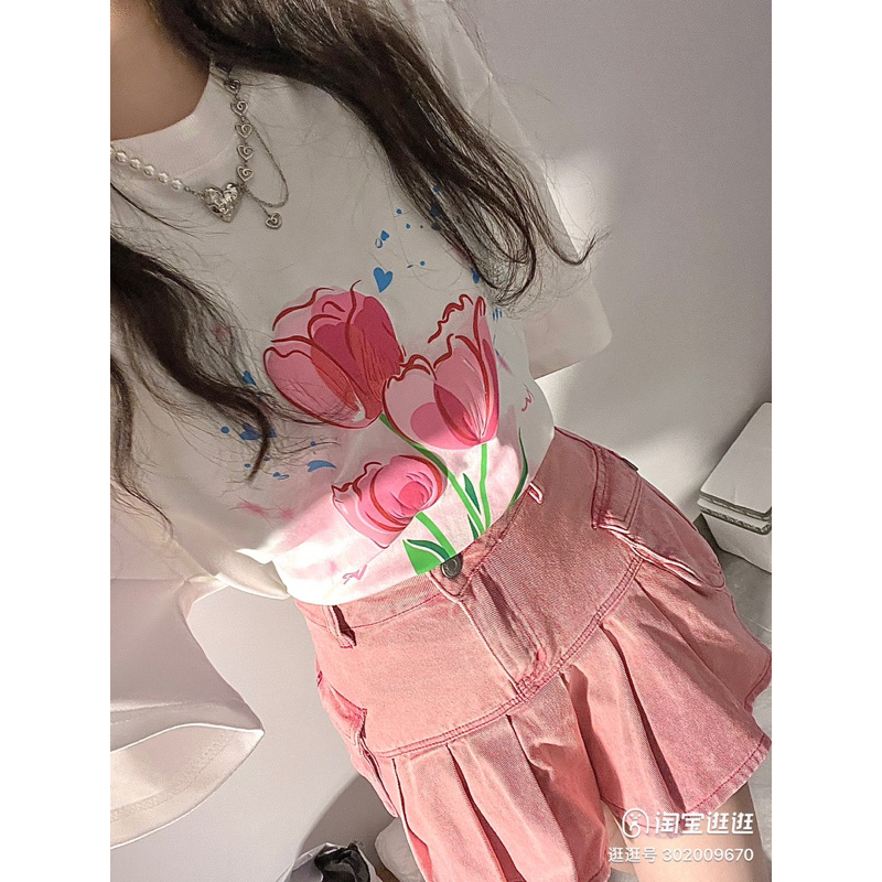 Áo phông cotton tay lỡ HOA 🌷"UNK" ulzang siêu xinh | BigBuy360 - bigbuy360.vn