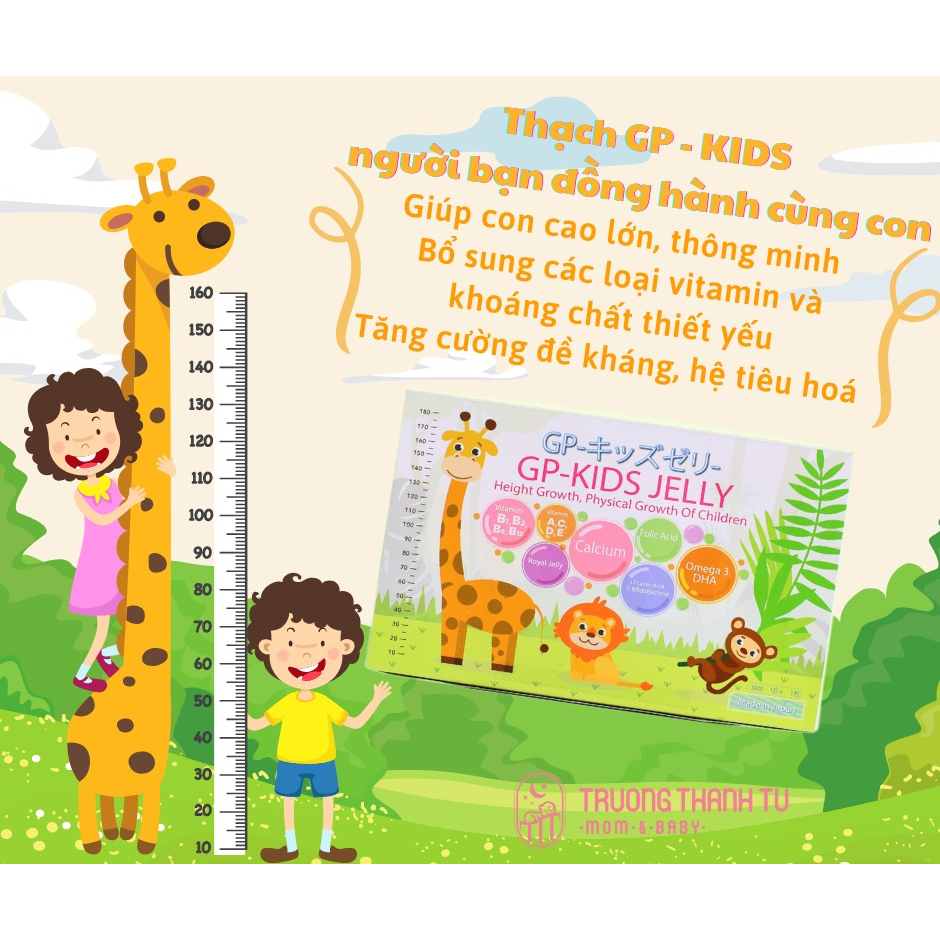 Thạch Gp - Kids Jelly Nhật Bổ Sung Vitamin Hỗ Trợ Phát Triển Chiều Cao, Tăng Cường Hệ Miễn Dịch, Não Bộ Cho Bé