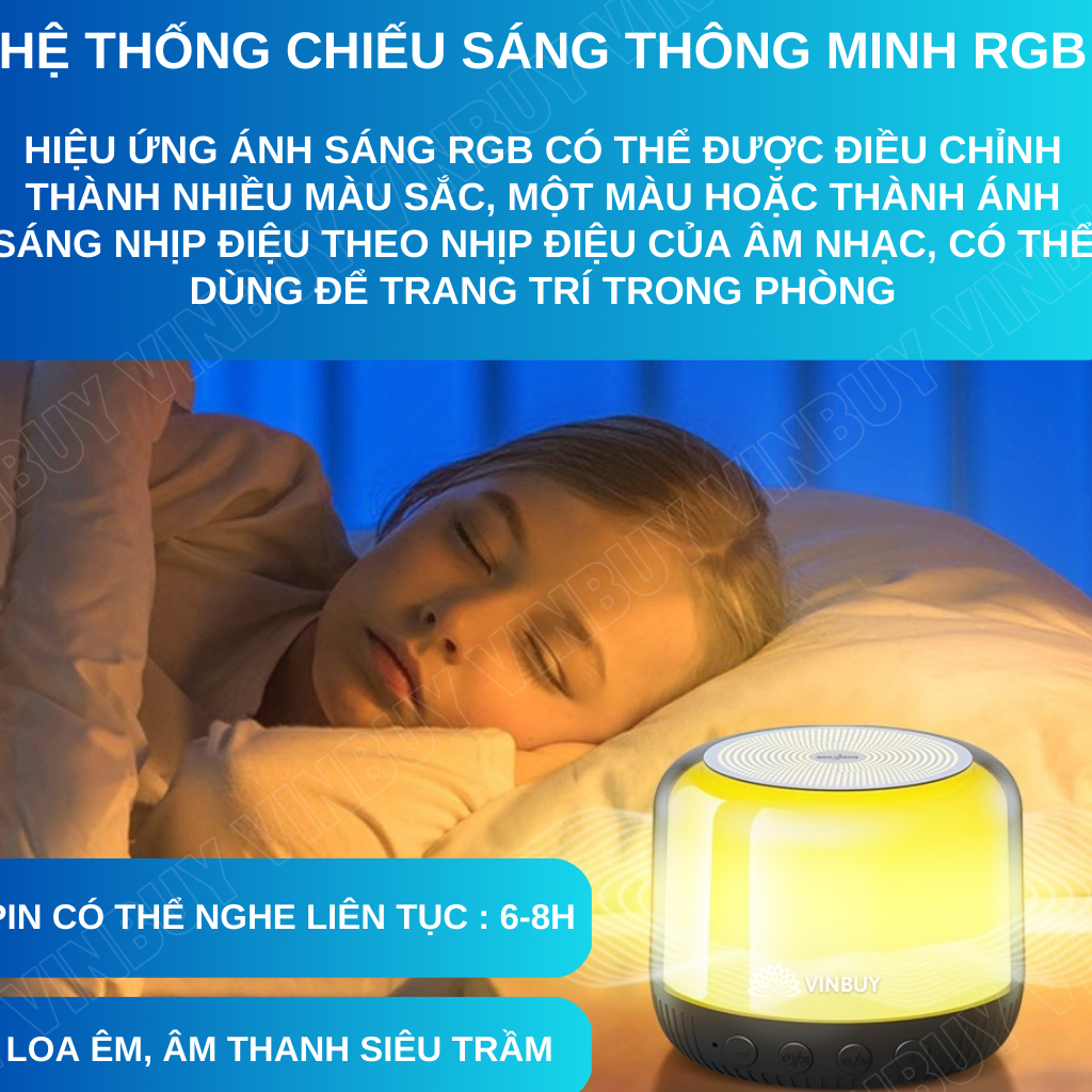 Loa bluetooth mini không dây wireless TWS HiFi loa nghe nhạc âm trầm bass mạnh có đèn RGB đổi màu theo nhạc - Vinbuy