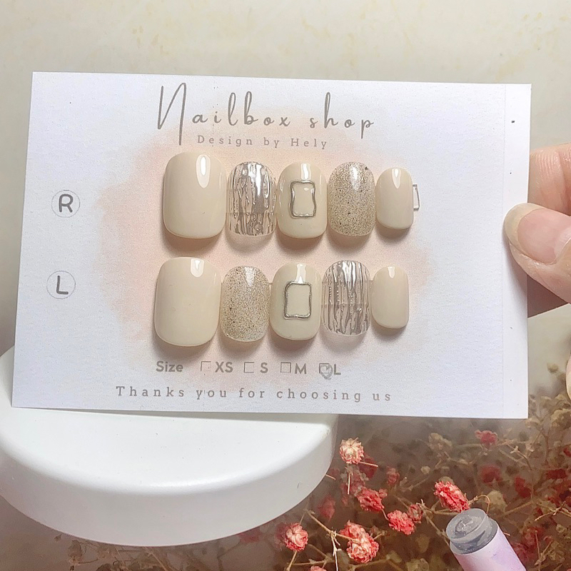 Nailbox Hely.Dang - Móng tay giả ánh kim vàng, bạc, nhũ tông lạnh dành cho da ngăm